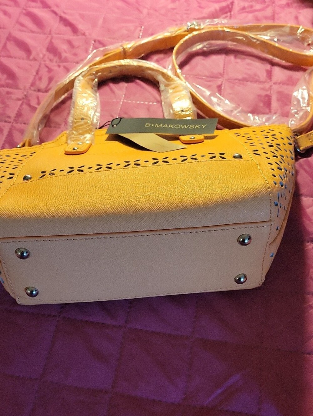 b. makowsky Yellow Floral Laser-Cut Tote - Picture 4 of 5